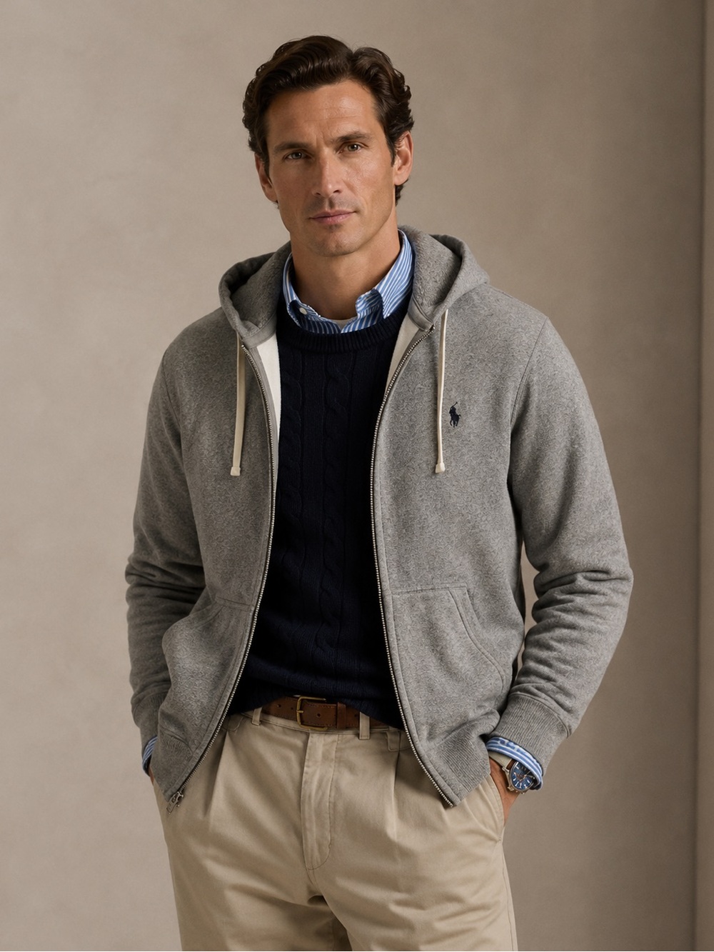 Polo Ralph Lauren Men’s Fleece Full Zip Hoodie Ash Gray Heather Size XL